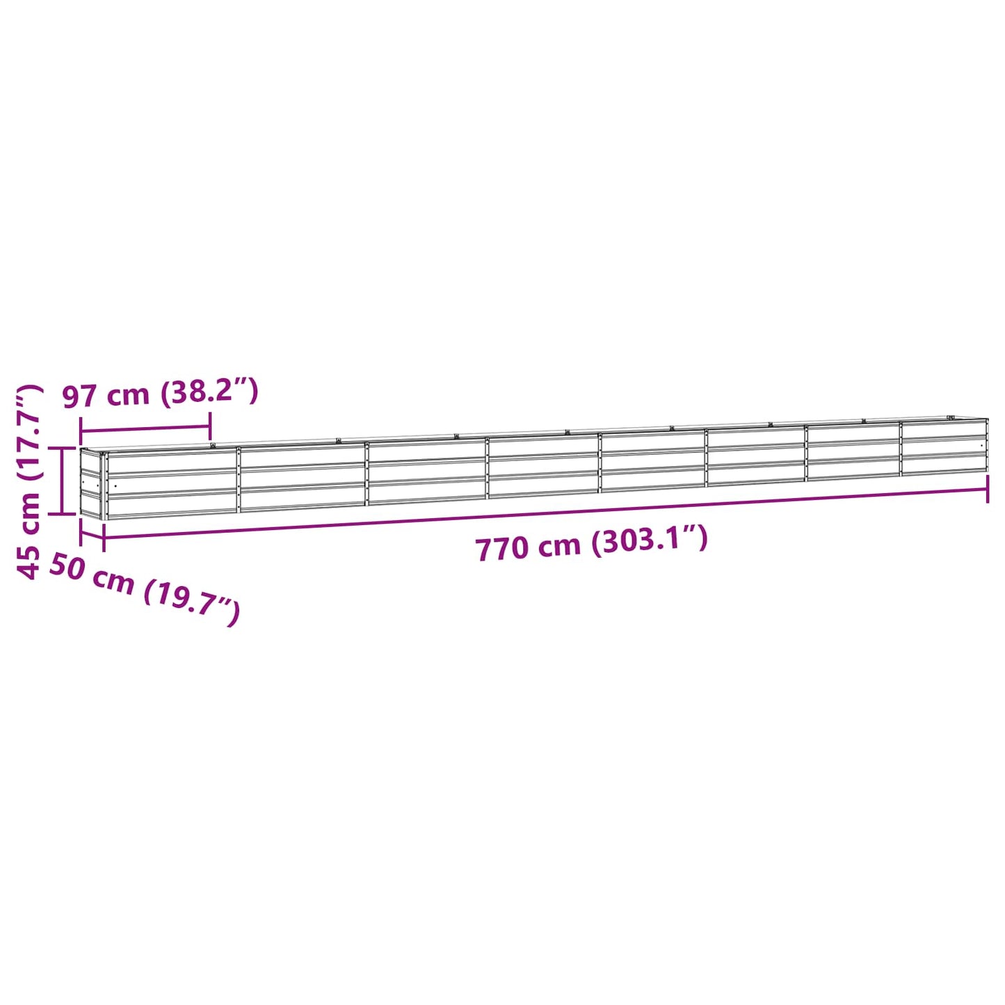 Pflanzkübel Hellgrau 480 x 50 x 45 cm Verzinkter Stahl