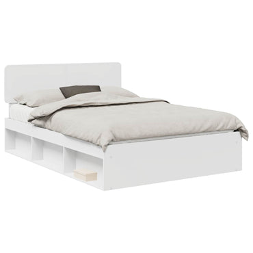 vidaXL Bettrahmen mit Kopfteil Weiß 140 x 190 cm Massives Kiefernholz