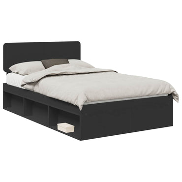 vidaXL Bettrahmen Schwarz 120 x 190 cm Massives Kiefernholz