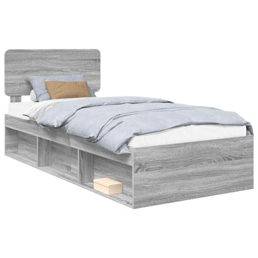 vidaXL Bettrahmen Graues Sonoma 75 x 190 cm Massives Kiefernholz