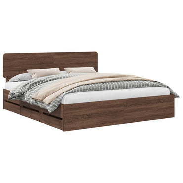 vidaXL Bettrahmen Braun Eichen-Optik 200 x 200 cm Ingenieurs Holz