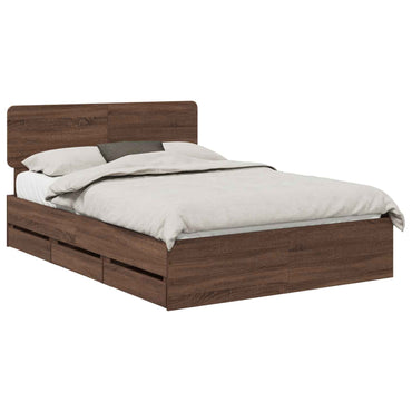 vidaXL Cadre de lit aspect chêne marron 140x200 cm Bois d'ingénierie