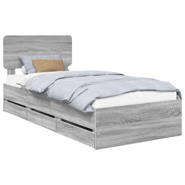 vidaXL Bettrahmen Graues Sonoma 90 x 200 cm Ingenieurs Holz
