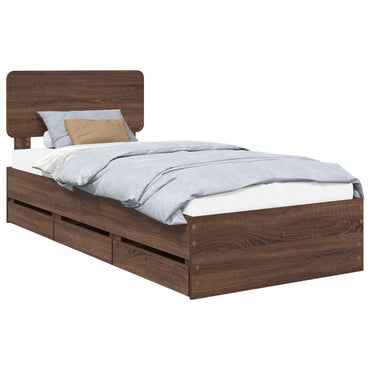 vidaXL Bettrahmen Braun Eichen-Optik 90 x 200 cm Ingenieurs Holz