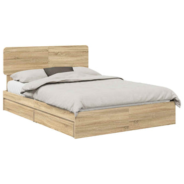 vidaXL Aufbewahrungsbett Sonoma-Eiche 140 x 200 cm Holzwerkstoff