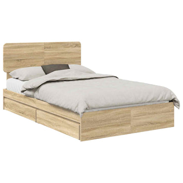vidaXL Aufbewahrungsbett Sonoma-Eiche 135 x 190 cm Holzwerkstoff