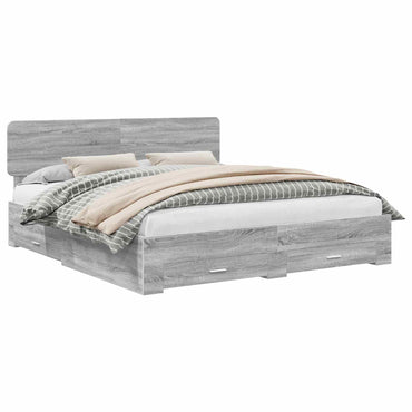 vidaXL Bettrahmen Graues Sonoma 200 x 200 cm Holzwerkstoff