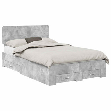 vidaXL Bettrahmen mit Kopfteil Beton Grau 120 x 190 cm Holzwerkstoff