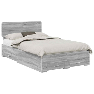 vidaXL Bettrahmen Graues Sonoma 120 x 190 cm Holzwerkstoff