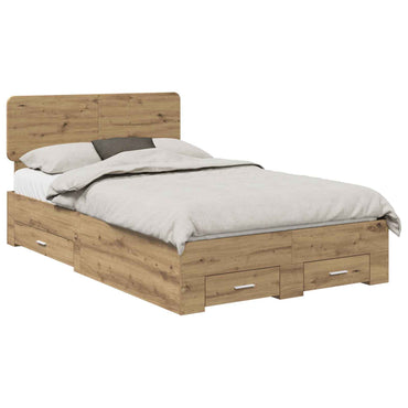 vidaXL Bettrahmen Artisan-Eiche 120 x 190 cm Holzwerkstoff