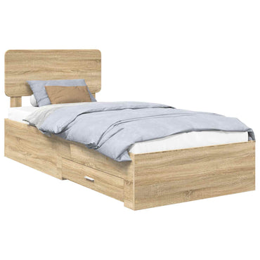 vidaXL Bettrahmen mit Kopfteil Sonoma-Eiche 90 x 200 cm Holzwerkstoff