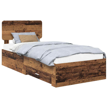 vidaXL Bettrahmen mit Kopfteil Altholz 90 x 190 cm Holzwerkstoff