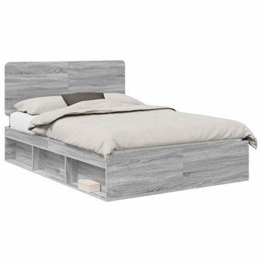 vidaXL Bettrahmen Graues Sonoma 160 x 200 cm Massives Kiefernholz