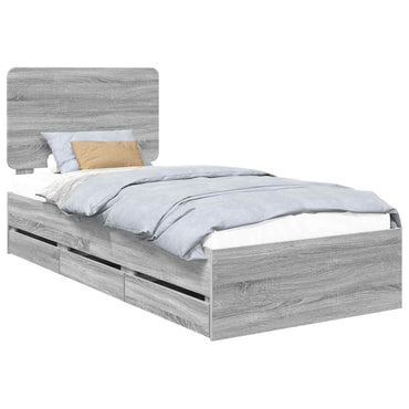 vidaXL Bettrahmen Graues Sonoma 75 x 190 cm Ingenieurs Holz