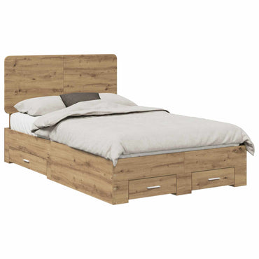 vidaXL Bettrahmen Artisan-Eiche 135 x 190 cm Holzwerkstoff