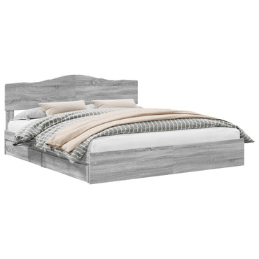 vidaXL Cadre de lit Gris Sonoma 200 x 200 cm Pin massif