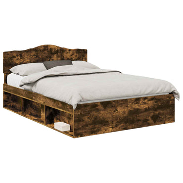 vidaXL Cadre de lit Chêne fumé 140 x 190 cm Pin massif
