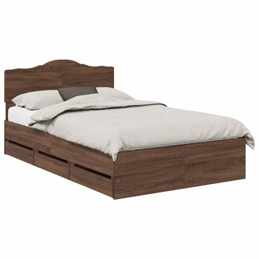 vidaXL Bettrahmen Braun Eichen-Optik 135 x 190 cm Ingenieurs Holz