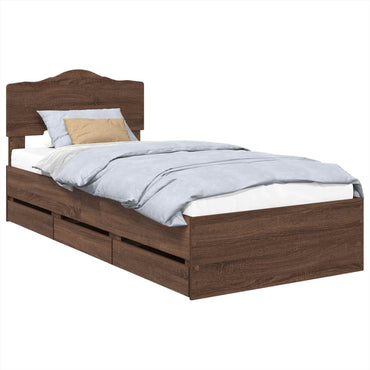 vidaXL Bettrahmen Braun Eichen-Optik 100 x 200 cm Ingenieurs Holz