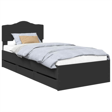vidaXL Bettrahmen mit Schubladen Schwarz 90 x 190 cm Ingenieurs Holz