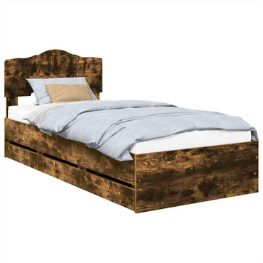 vidaXL Bettrahmen Geräucherte Eiche 90 x 200 cm Ingenieurs Holz