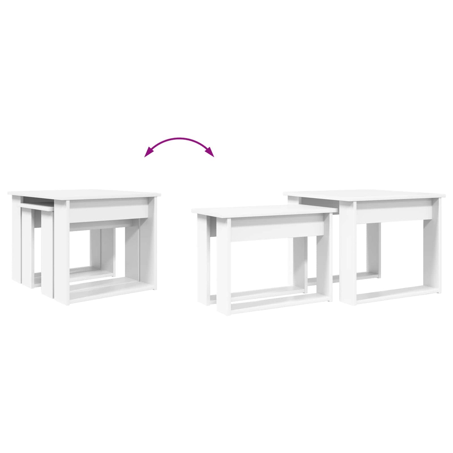 vidaXL Kaffeetisch Set 2 pcs Weiß Holzwerkstoff
