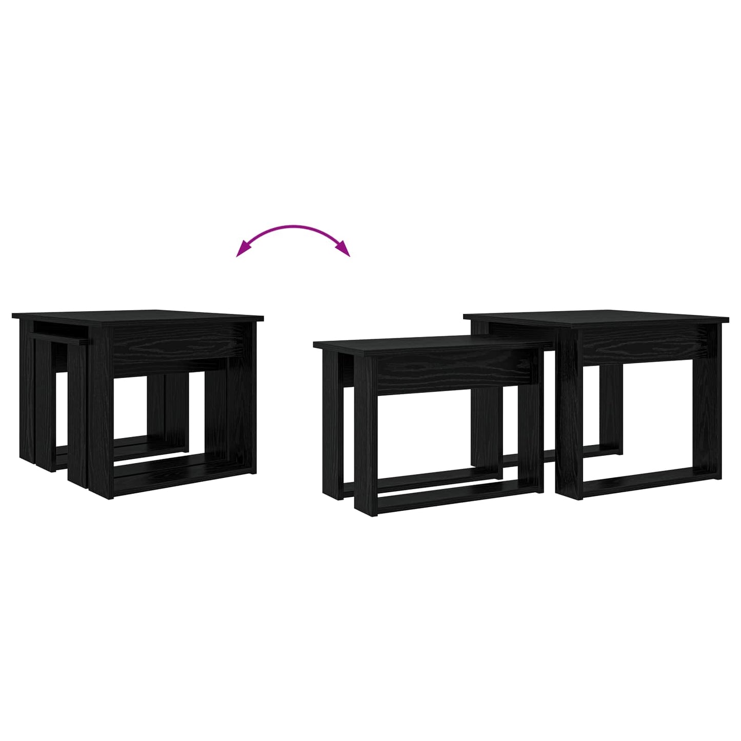 vidaXL Kaffeetisch Set 2 pcs Schwarz Eichen-Optik Holzwerkstoff