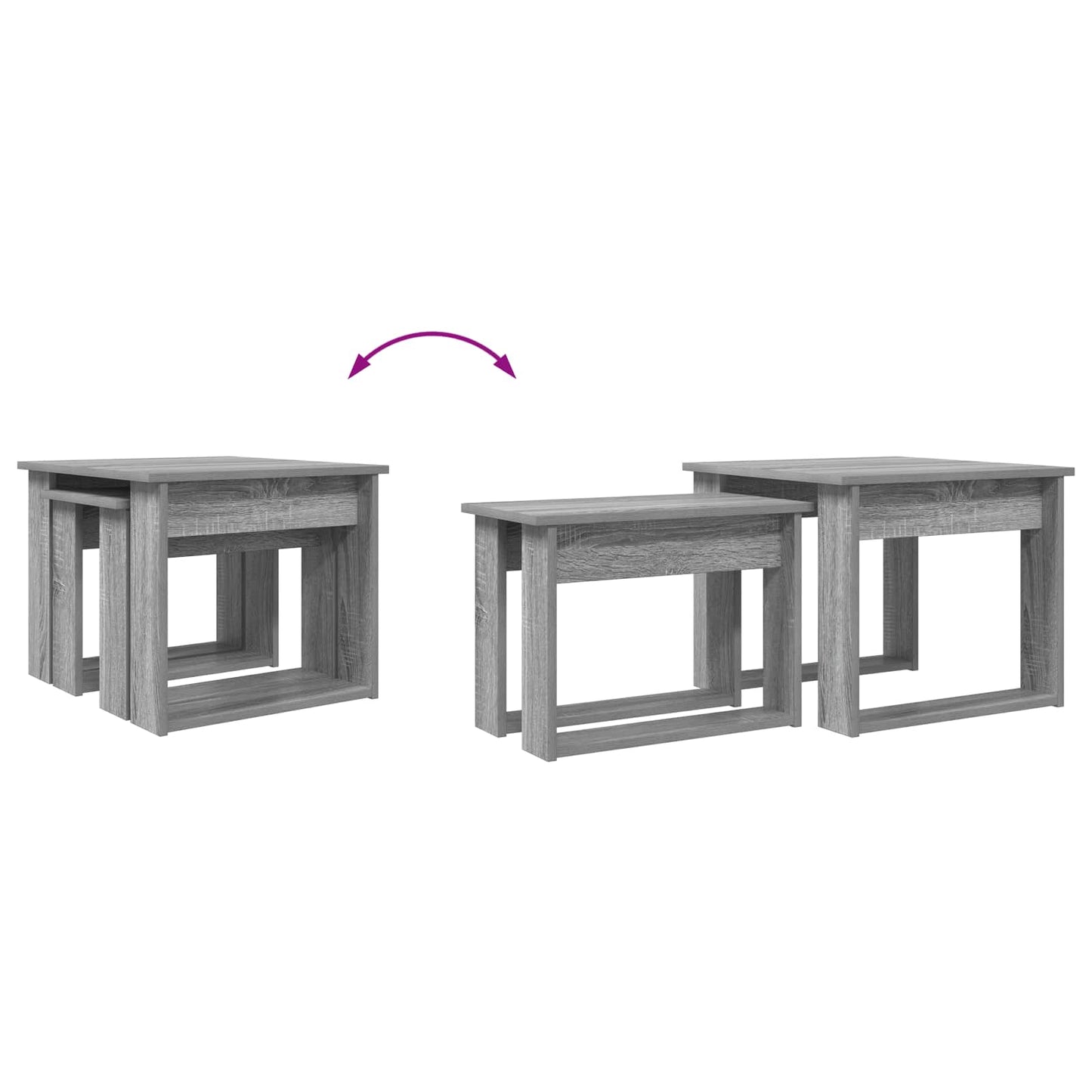 vidaXL Kaffeetisch Set 2 pcs Graues Sonoma Holzwerkstoff