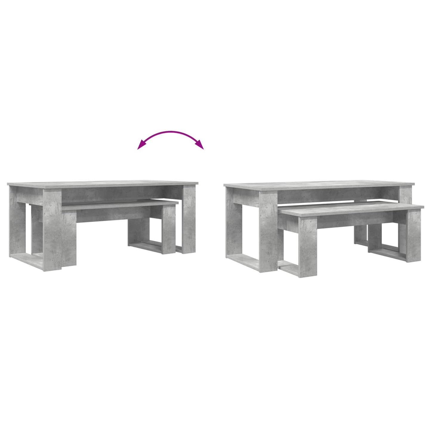 vidaXL Kaffeetisch Set 2 pcs Beton Grau Holzwerkstoff