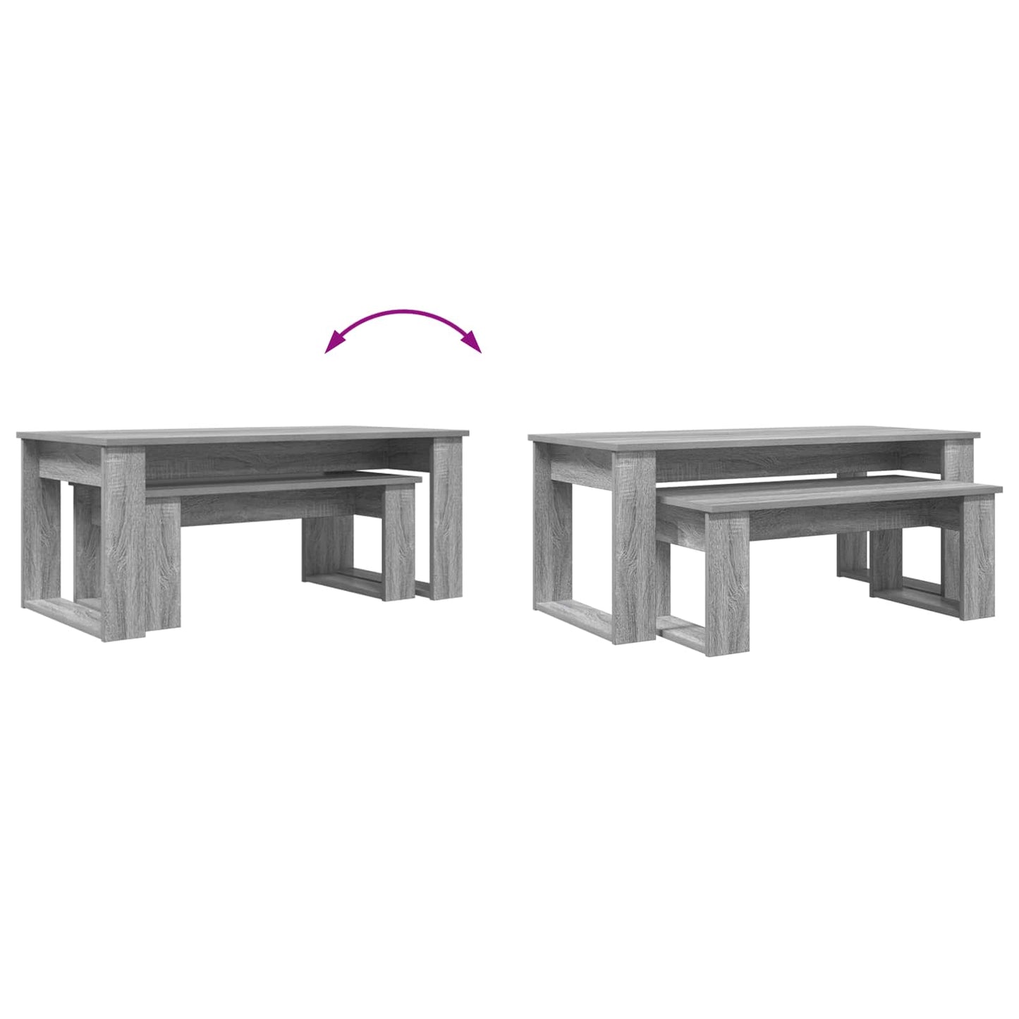 vidaXL Kaffeetisch Set 2 pcs Graues Sonoma Holzwerkstoff