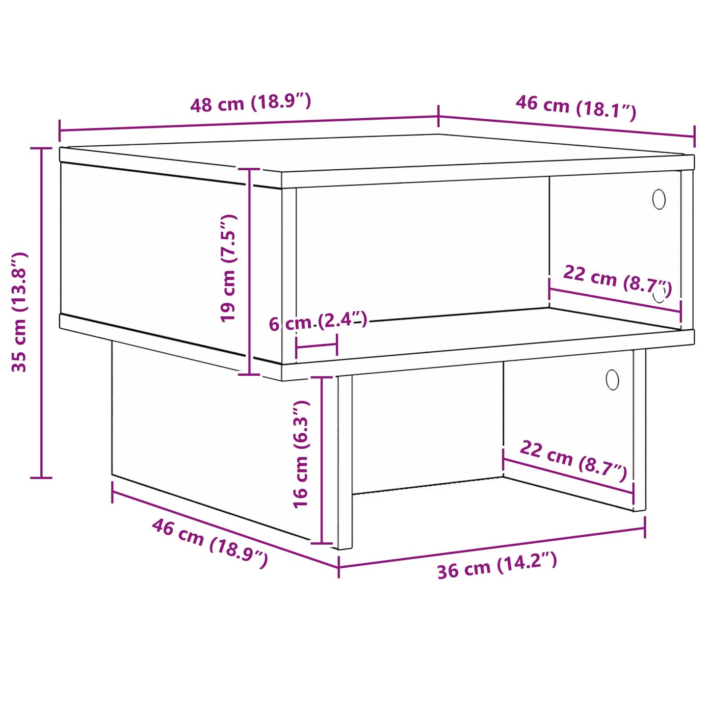 vidaXL Couchtisch Beton Grau 48 x 46 x 35 cm Holzwerkstoff
