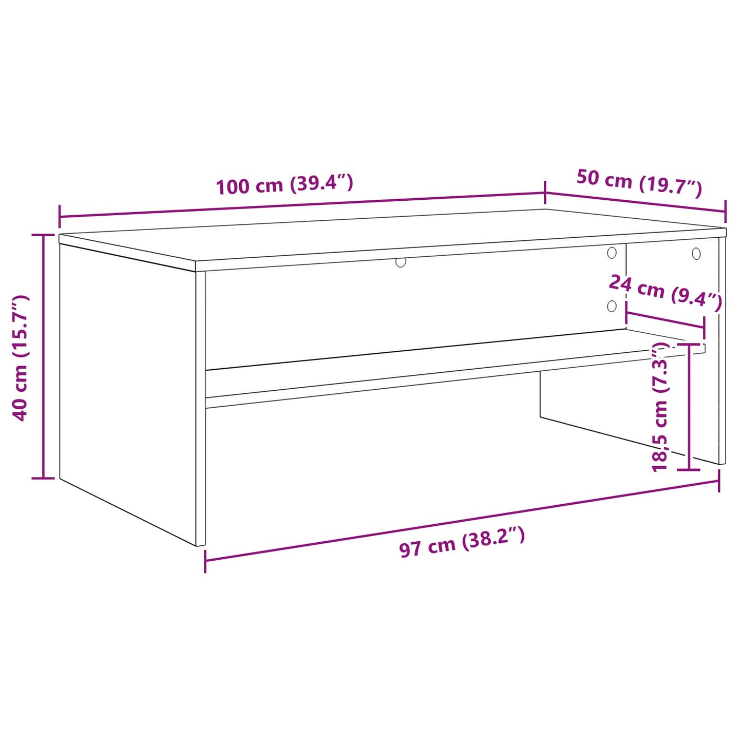 vidaXL Couchtisch Sonoma-Eiche 100 x 50 x 40 cm Holzwerkstoff