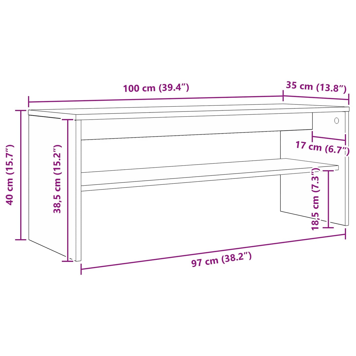 vidaXL TV-Schränk Schwarz Eichen-Optik 100 x 35 x 40 cm Holzwerkstoff