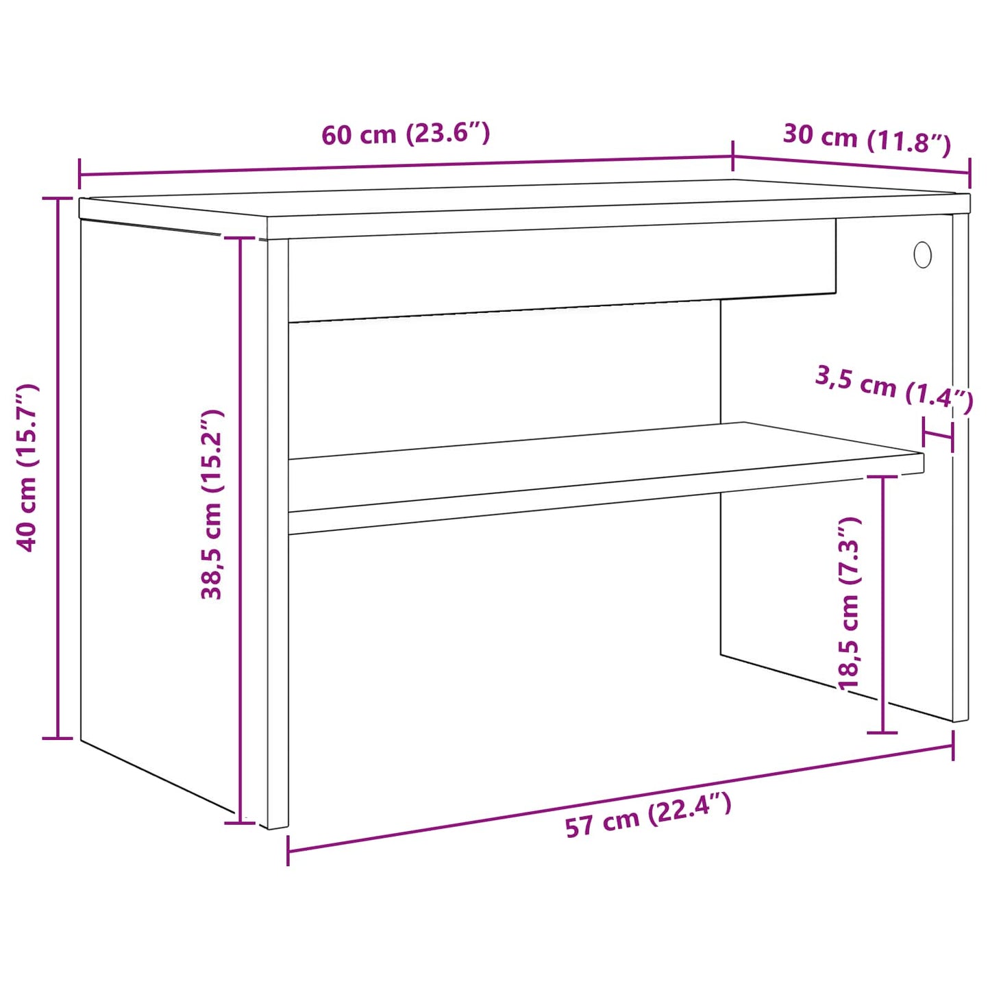 vidaXL TV-Schränk Sonoma-Eiche 60 x 30 x 40 cm Holzwerkstoff
