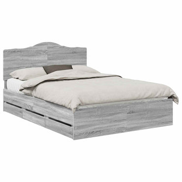 vidaXL Bettrahmen Graues Sonoma 150 x 200 cm Ingenieurs Holz