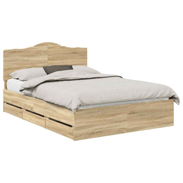 vidaXL Bettrahmen Sonoma-Eiche 140 x 190 cm Ingenieurs Holz