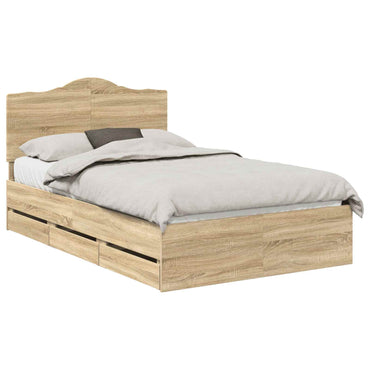 vidaXL Bettrahmen Sonoma-Eiche 120 x 190 cm Ingenieurs Holz