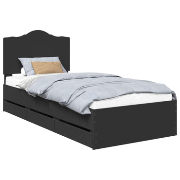 vidaXL Bettrahmen mit Schubladen Schwarz 75 x 190 cm Ingenieurs Holz