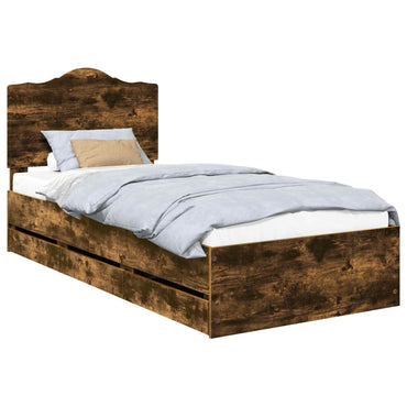 vidaXL Bettrahmen Geräucherte Eiche 75 x 190 cm Ingenieurs Holz