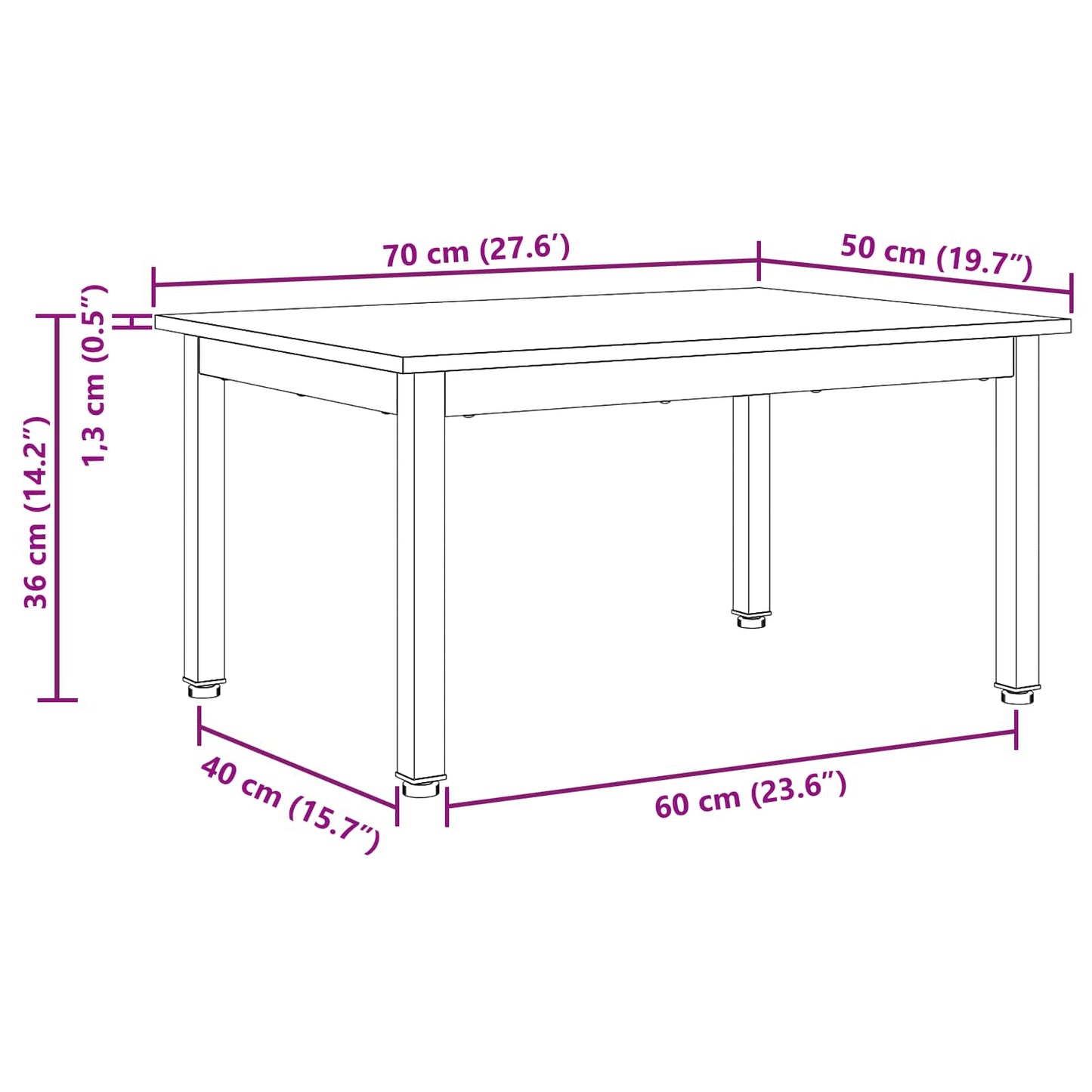 vidaXL Couchtisch Natur 60 x 50 x 36 cm Massives Kiefernholz