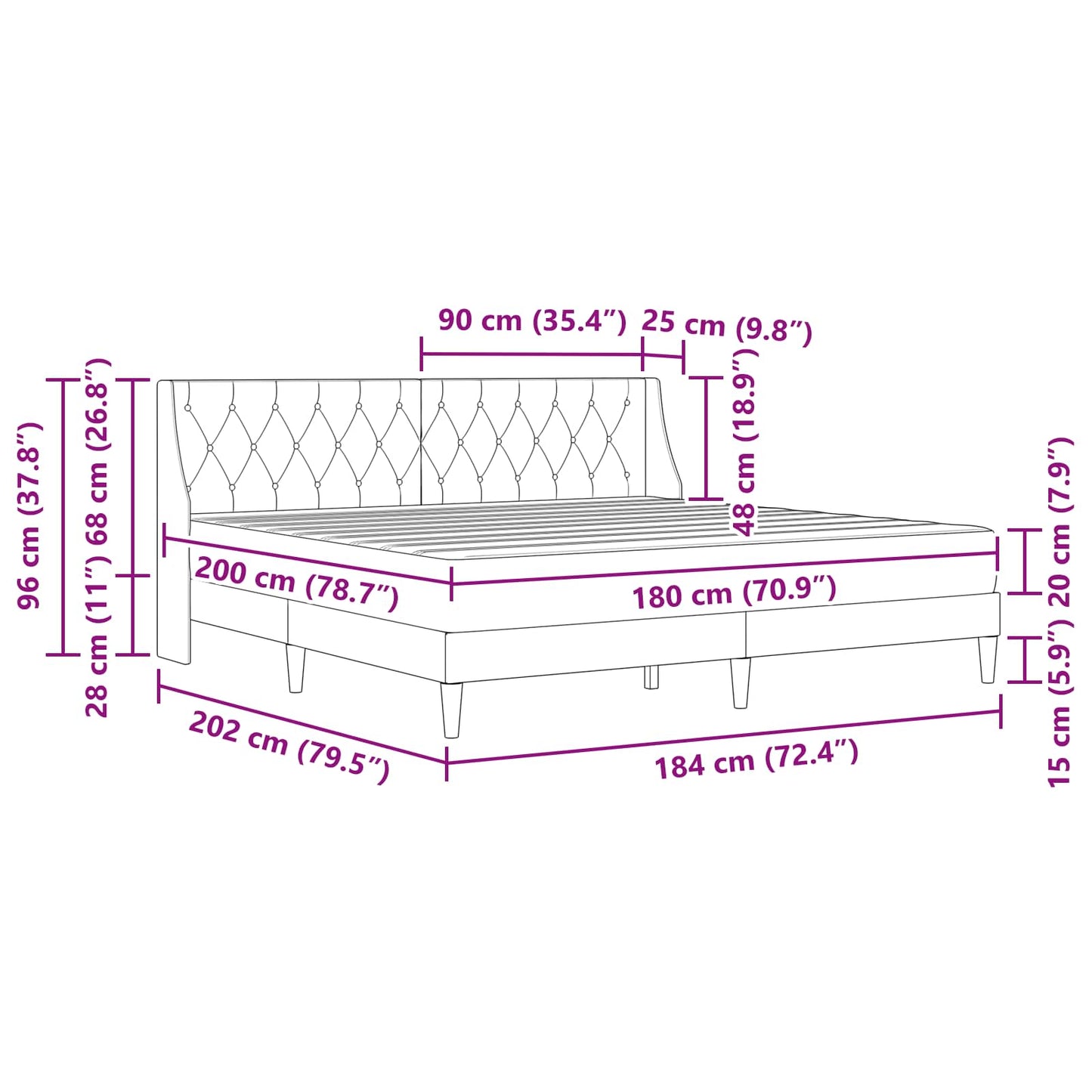 Bettgestell mit Matratze Dunkelgrün 180 x 200 cm Samt
