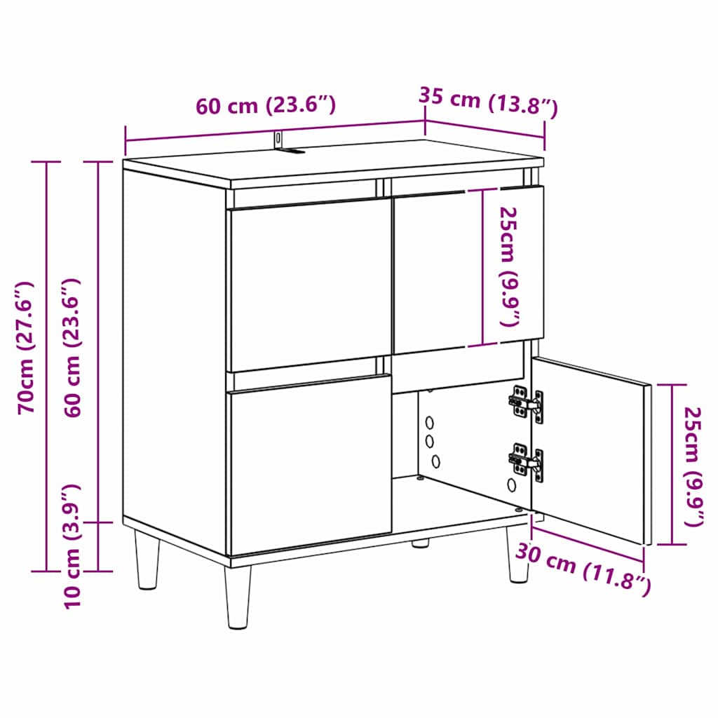 vidaXL Sideboards 3 pcs Altholz 60 x 35 x 70 cm Holzwerkstoff