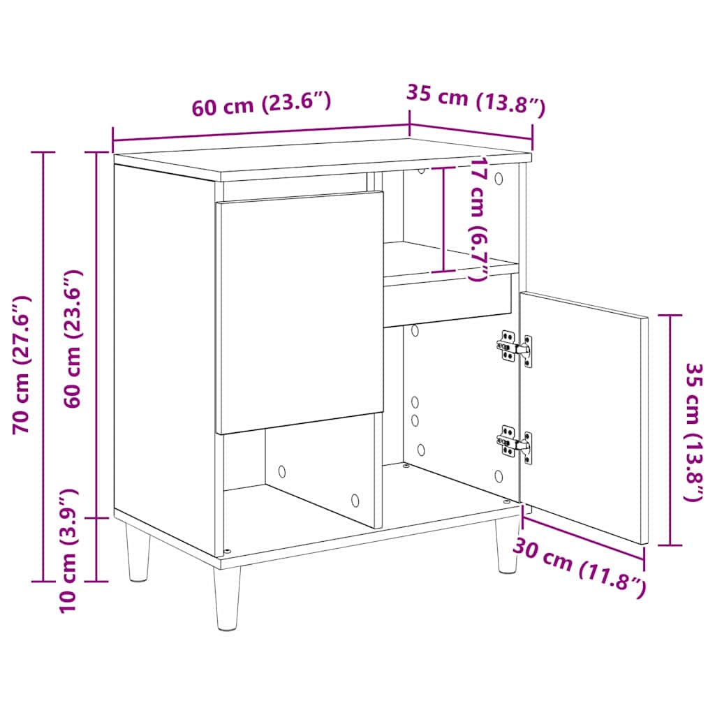 vidaXL Buffets 3 pcs Chêne artisan 60 x 35 x 70 cm Bois d'ingénierie