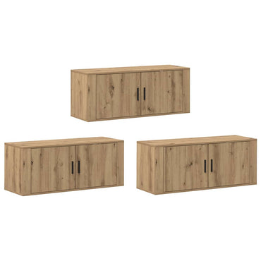 vidaXL Meuble TV mural - Ensemble de 3 pièces - Chêne artisan - 100 x 34,5 x 40 cm