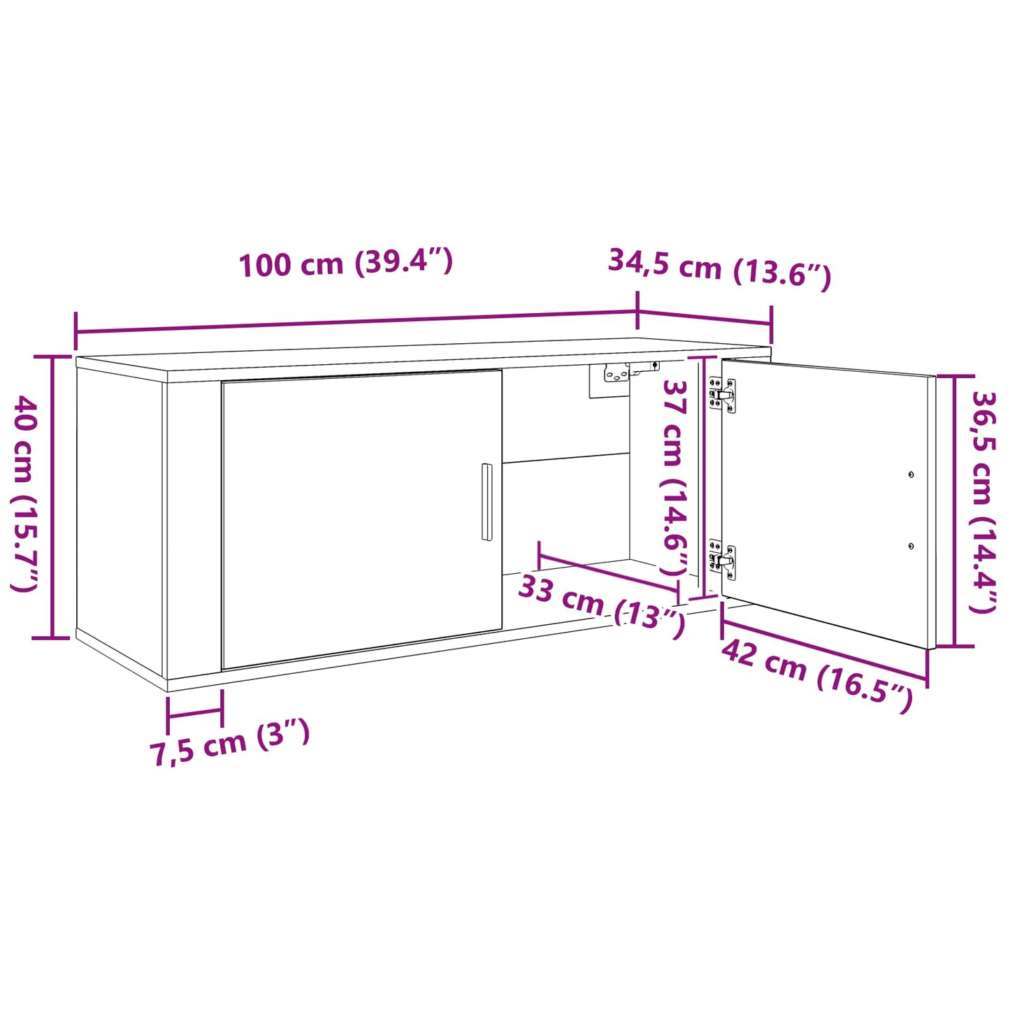 vidaXL Meuble TV mural 2 pcs Chêne artisan 100 x 34,5 x 40 cm