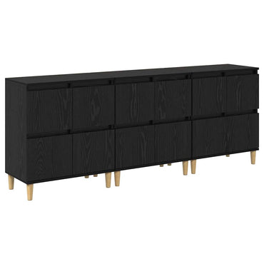 vidaXL Commodes 3 pcs Noir aspect chêne 60 x 35 x 70 cm