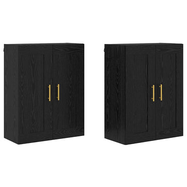 vidaXL Meuble suspendu 2 pcs Noir aspect chêne Bois d'ingénierie