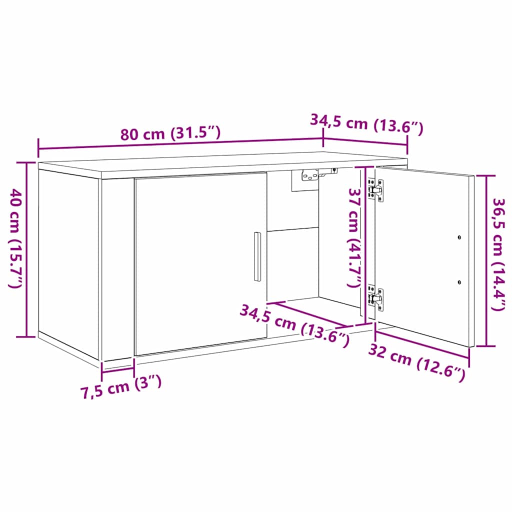 vidaXL Meuble TV mural fixé au mur 3 pcs noir aspect chêne