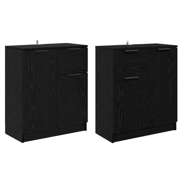 vidaXL Commodes 2 pcs Noir aspect chêne 60 x 30 x 70 cm