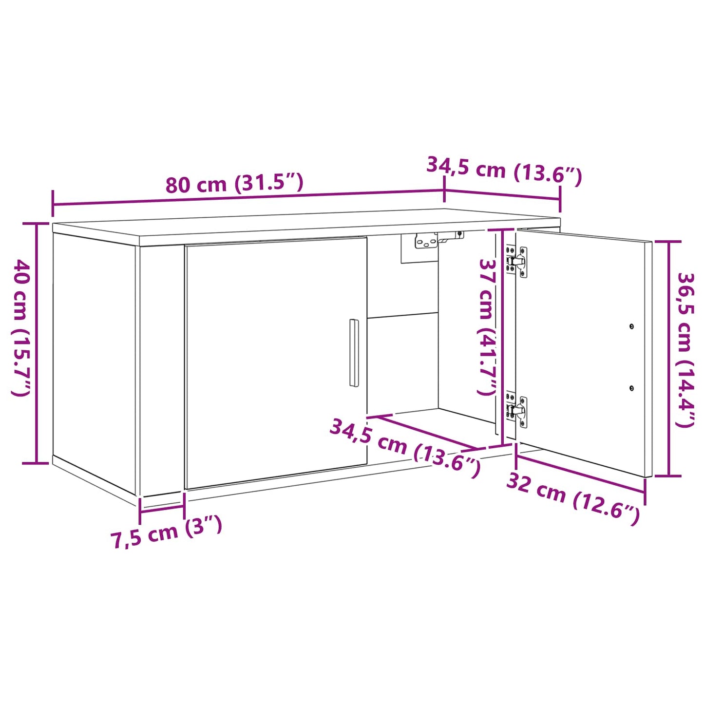 vidaXL Meuble TV mural 2 pcs Montage mural Noir Aspect chêne
